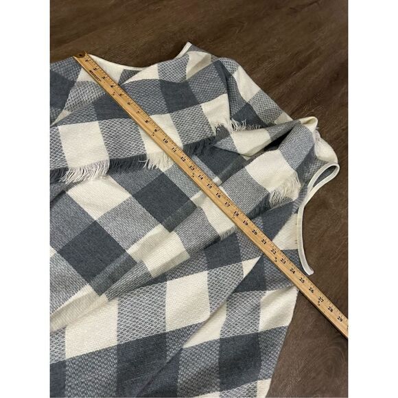 Shyanne Womens Blue Plaid Open Sweater Cardigan Kimono Vest Long Sides One Size - Picture 6 of 9